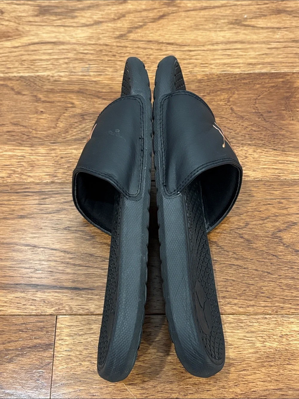 Puma Black Slides with Rose Gold Logo 7